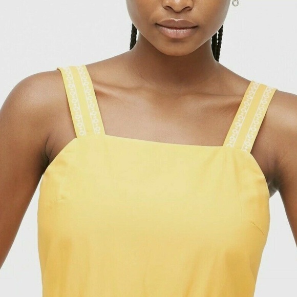 J. Crew size 10 Embroidered Eyelet Scalloped Tiered Dress Yellow - Picture 8 of 8